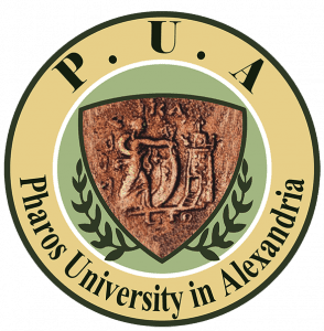 Logo Pharos University in Alexandria.