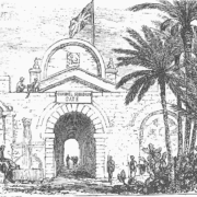 Porta Famagusta in 1878 (old print), Nicosia, Cyprus.